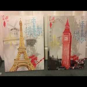 Beautiful new London and Paris wall art set
